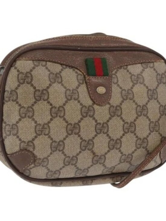 Gucci Handbags - GUCCI GG Supreme Web Sherry Line Bag PVC Beige Gold 156 02 066 Auth BA10344